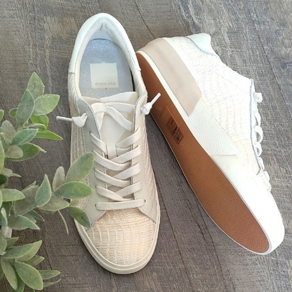 Dolce Vita ZINA sneakers bone raffia size 7 - Picture 2 of 8